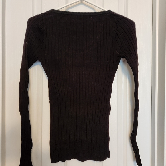 WHBM Black Ribbed Sweater, Size XS - Picture 2 of 4